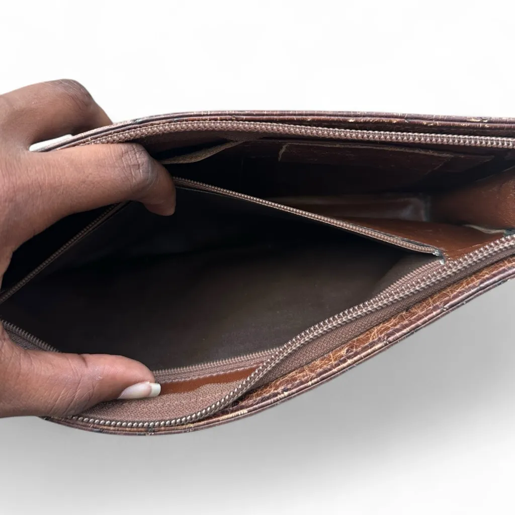 Vintage Ostrich Leather Clutch Brown - Image 8