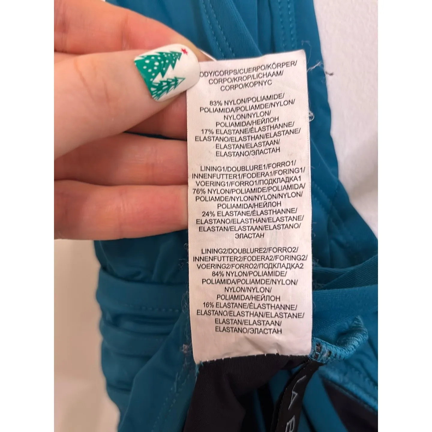 LA BLANCA One Piece Swimsuit Women 14 Teal Blue Island Goddess V-Neck Cross Back - Image 8