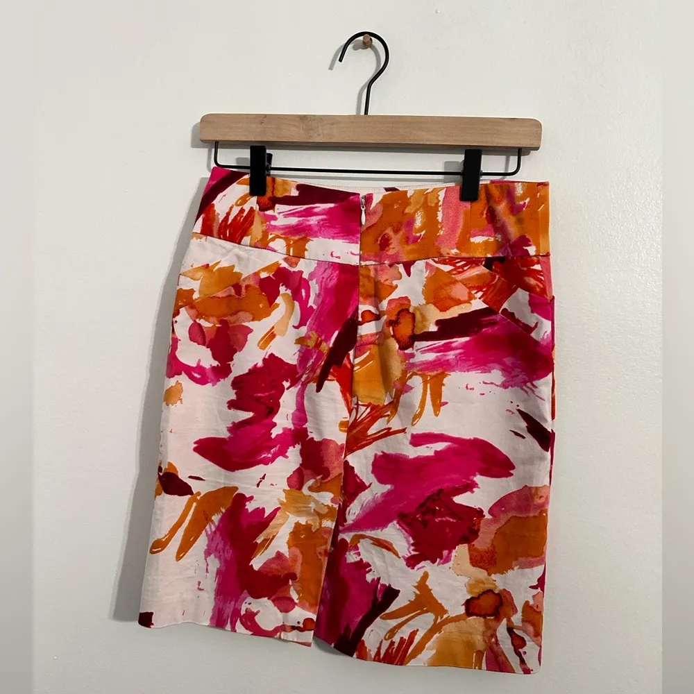 Calvin Klein Pink & Orange Abstract Floral Pencil Skirt with Pockets sz 2P - Image 5