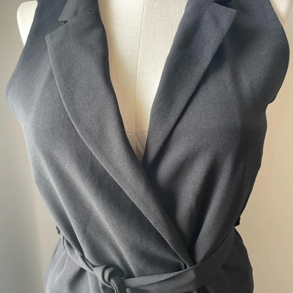 Anthropologie Women sleeveless trench belted coat black jacket NWT Sz medium - Image 5