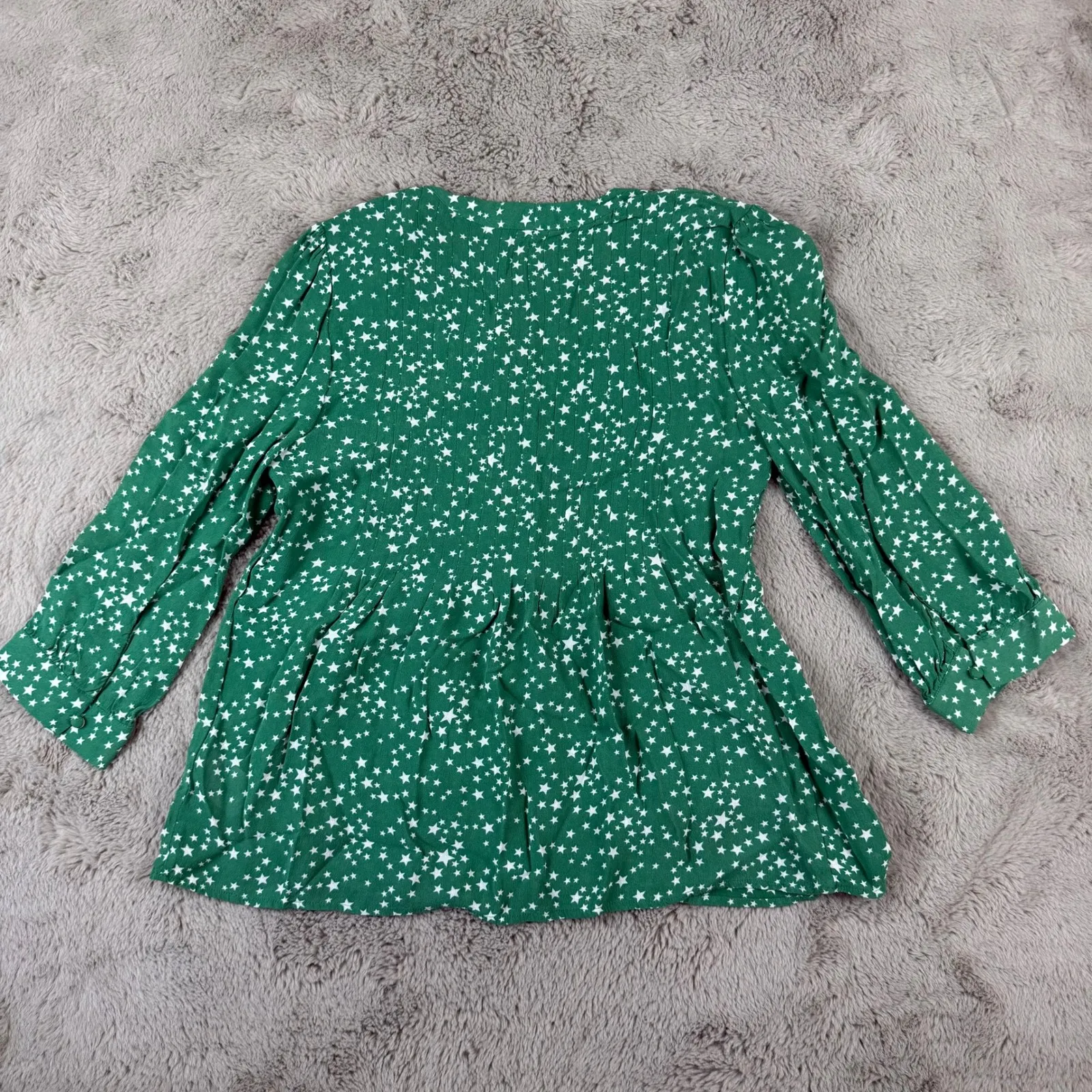 Boden‎ Star Print Tunic Top Tie Front 3/4 Sleeve Green US 8 UK 12 Summer Career - Image 4