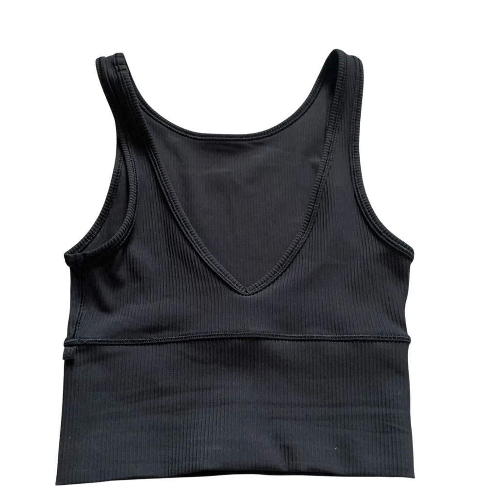 lululemon athletica power pivot ribbed tank top tight fit cropped black size 2 - Image 5