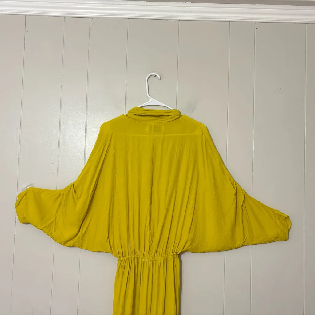 SWF Plunge Maxi Dress Citrus Chaos Yellow Size M Kimono Style, Chic Resortwear Size M - Image 8