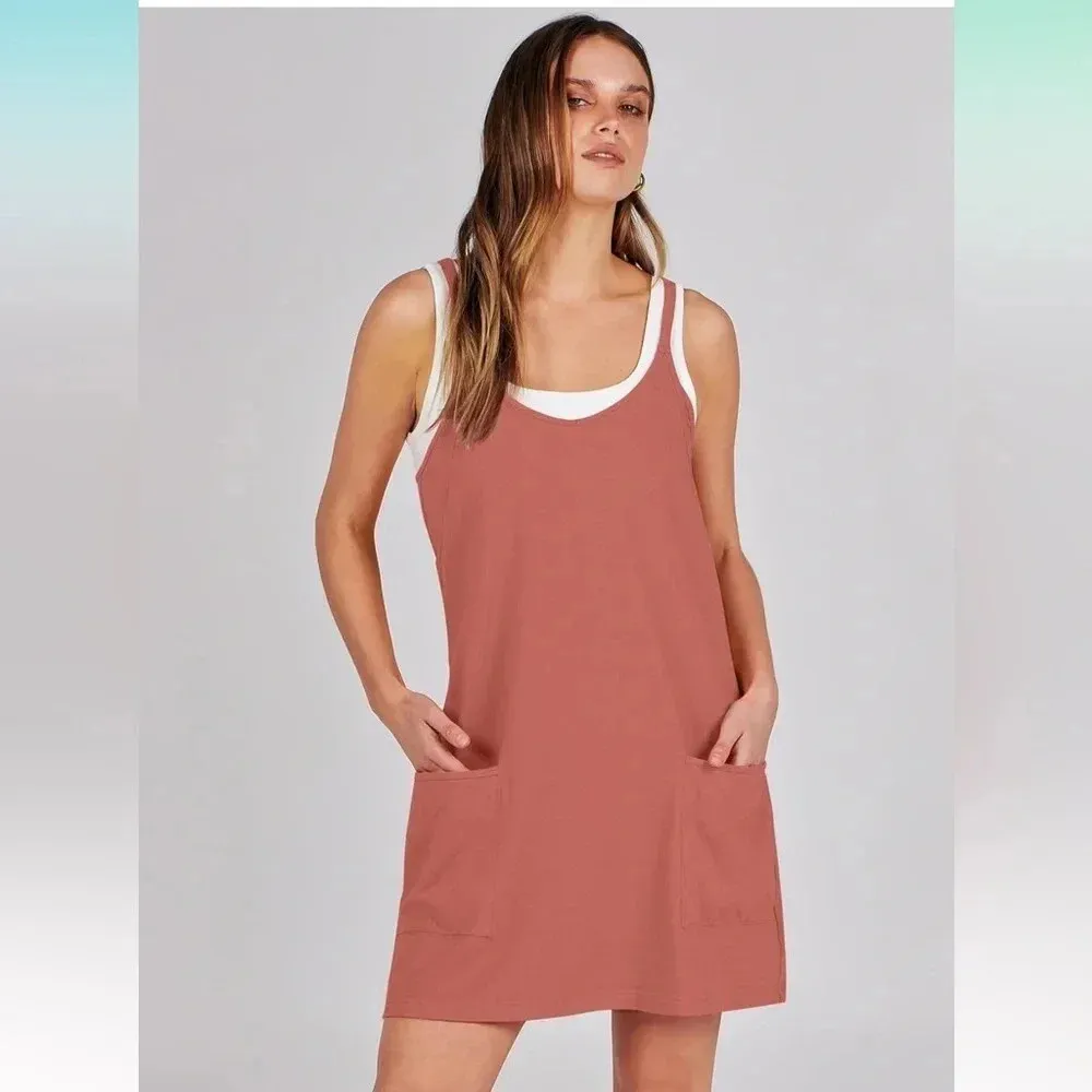 Trendy and casual mauve pink dress with pockets - Image 5