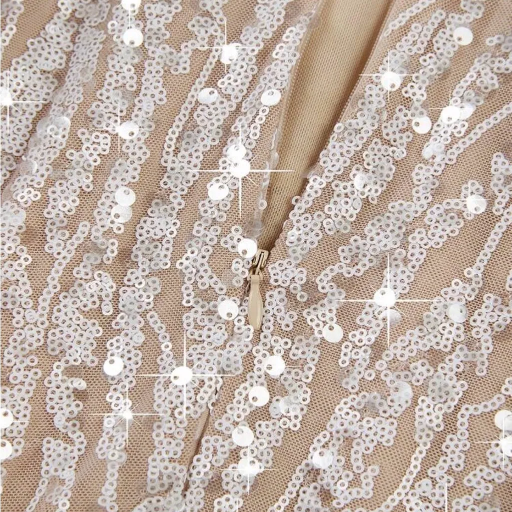 SHEIN White and Cream Feathered Dress - Image 6