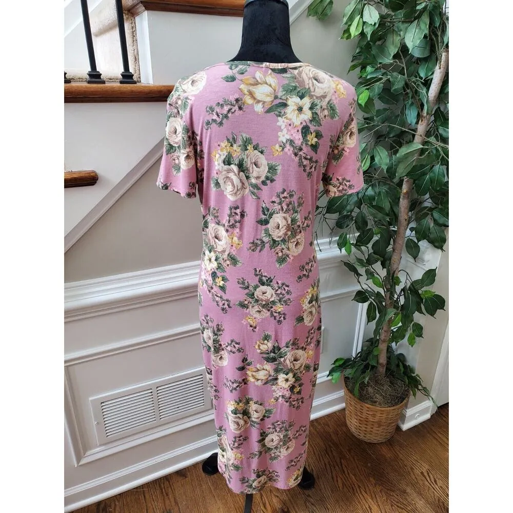 Sweet Claire Women's Pink Polyester Round Neck Half Sleeve Knee Length Dress L - Image 7