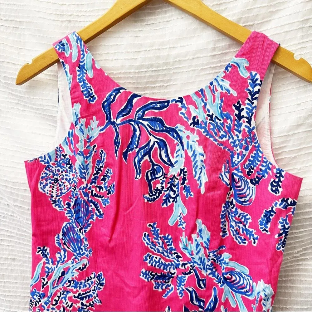 Lilly Pulitzer Shift Dress sz 2 Pink Blue Coral Dress Cathy Pink Samba Coral - Image 7