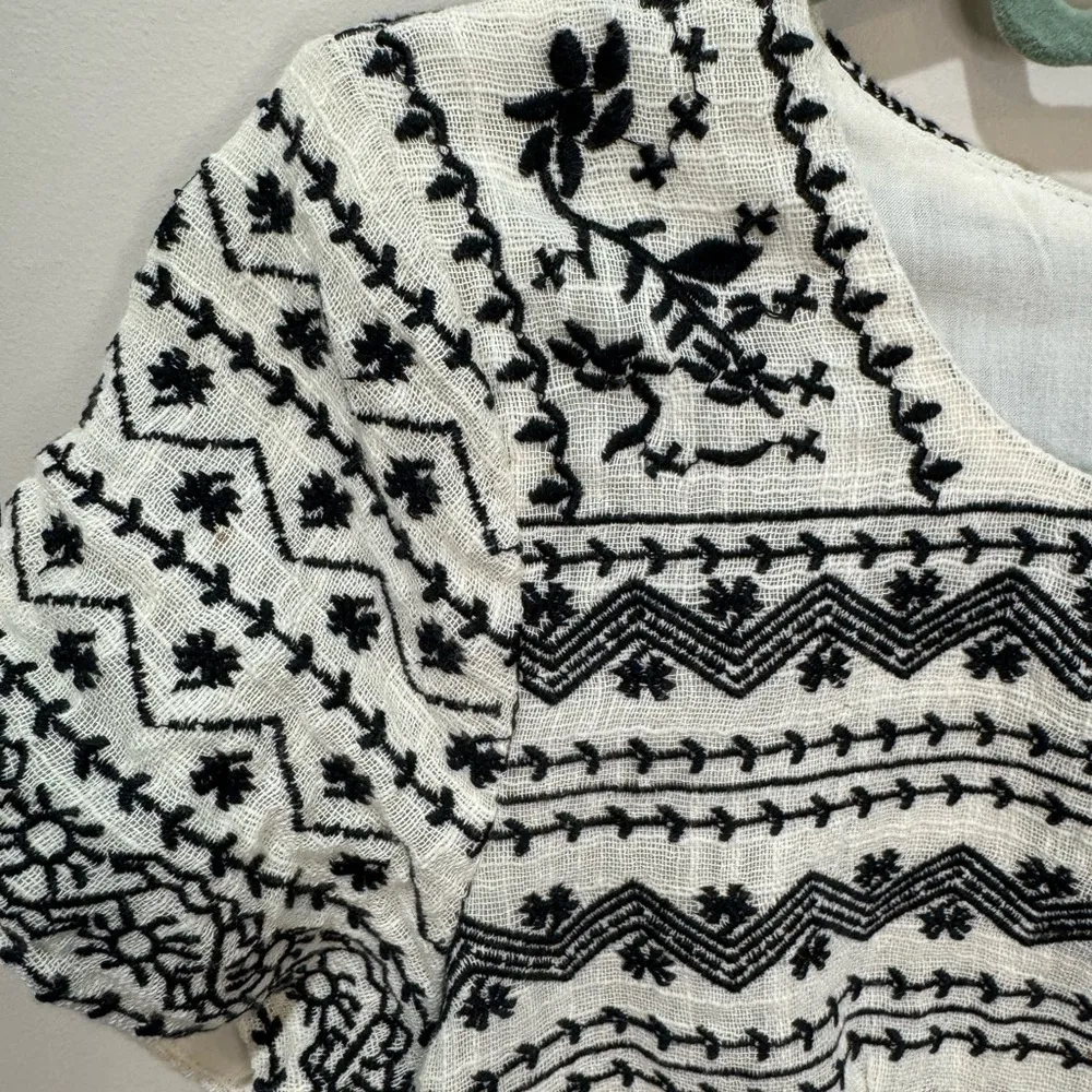 HD in Paris Anthropologie‎ Cream Embroidered Sleeveless Dress Sz Small - Image 6