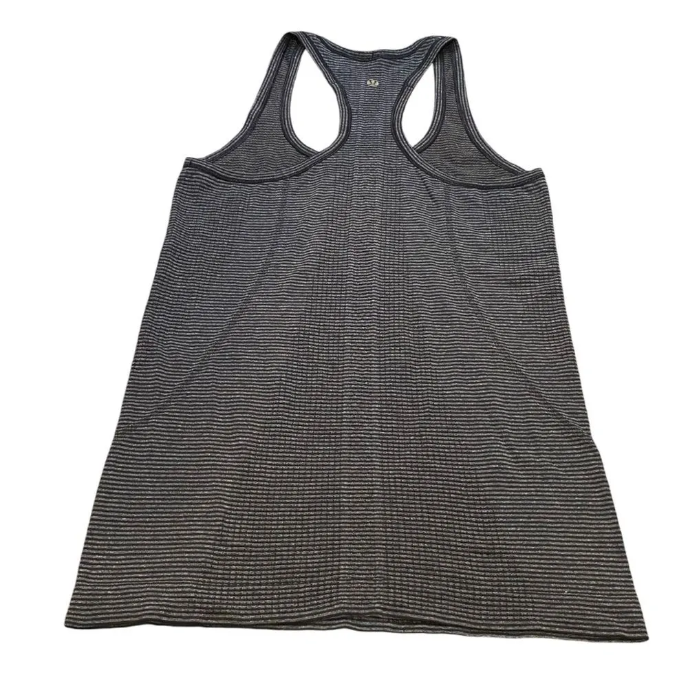 Lululemon Women’s 4 Swiftly Tech‎ Racerback Tank Top Gray Black Stripe Athletic - Image 3