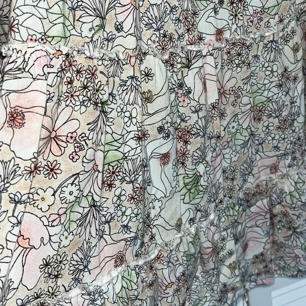 Arizona Cream Floral Sundress 3/4 Sleeve Scoop Neck - Image 3