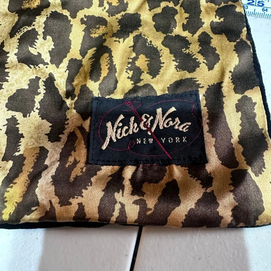 Nick & Nora Silk Leopard Print Scarf Black Luxurious Velvet Romantic Designer‎ - Image 9