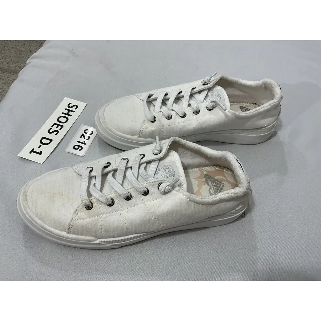 Womans Roxy Summer Sky Size 9 White Canvas Slip On Lace Up Comfort Sneakers - Image 3