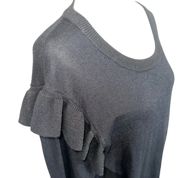 Select + Trend Black Long Sleeve Ruffle Shoulder Sweater Dress Size XL - Image 2