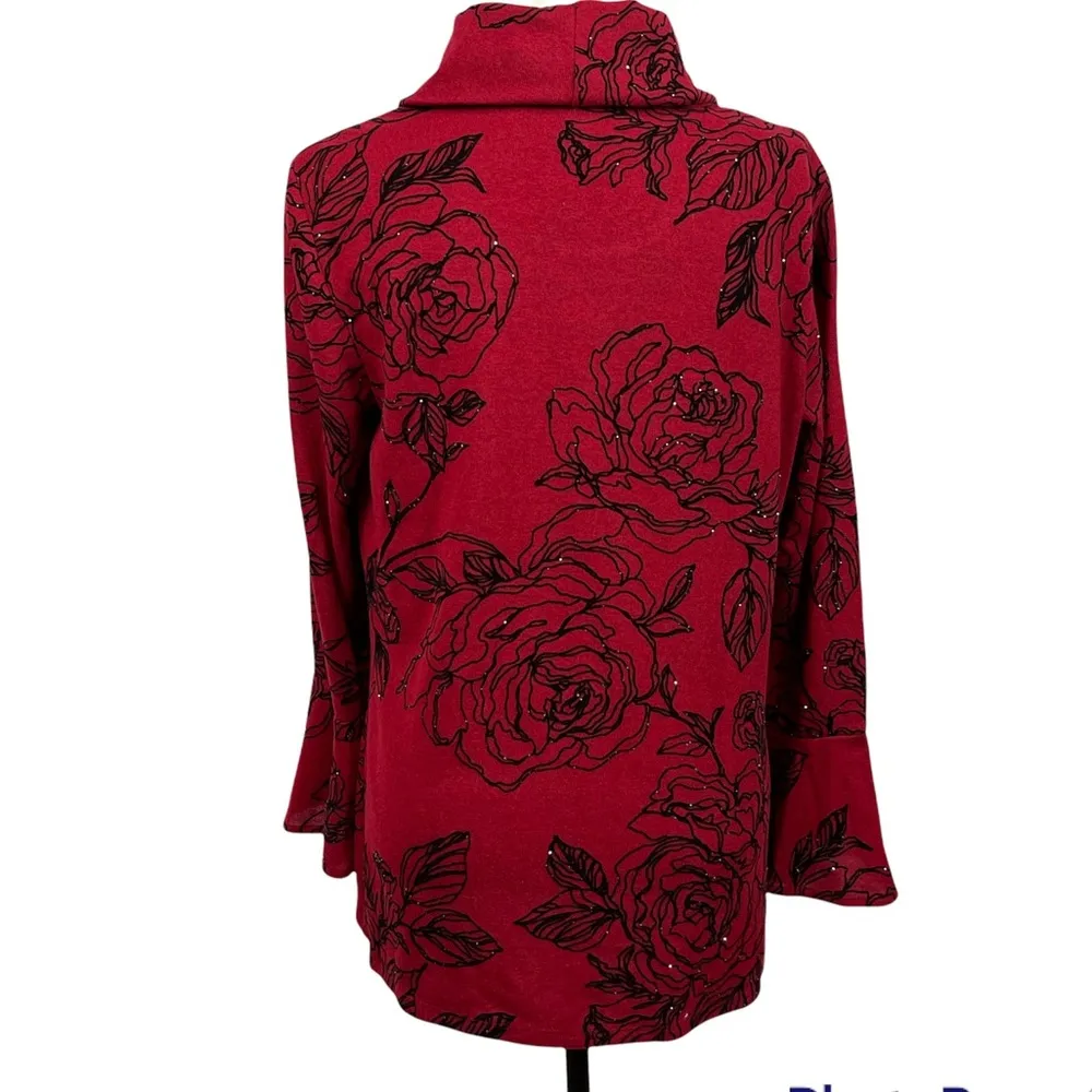 Coco Bianco Floral Mock-Neck Top Size L - Image 7