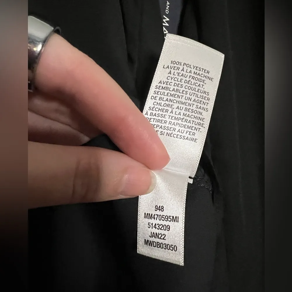 Melrose and Market Black Semi Sheer Long Sleeve Lace Trim Blouse Small - Image 7