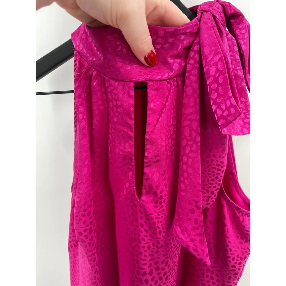 Glamour Fuchsia Pink Animal Print Barbiecore Sleeveless Dress Size 6 - Image 6