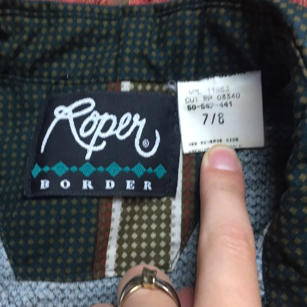 VTG ROPER BORDER WESTERN COWGIRL EQUESTRIAN BUTTON UP LONG SLEEVE Green - Image 3