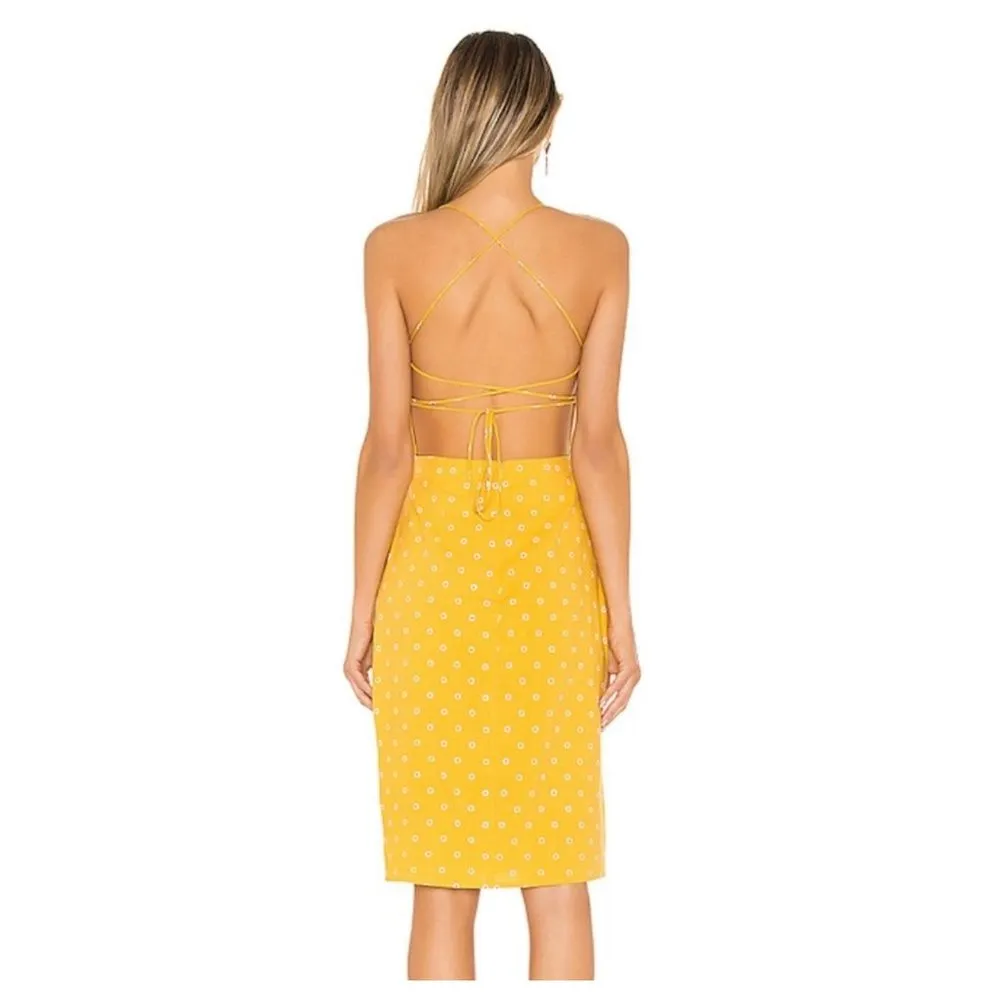 NWT Majorelle Yellow Daisy Lace Up Midi Dress - XXS - Image 13