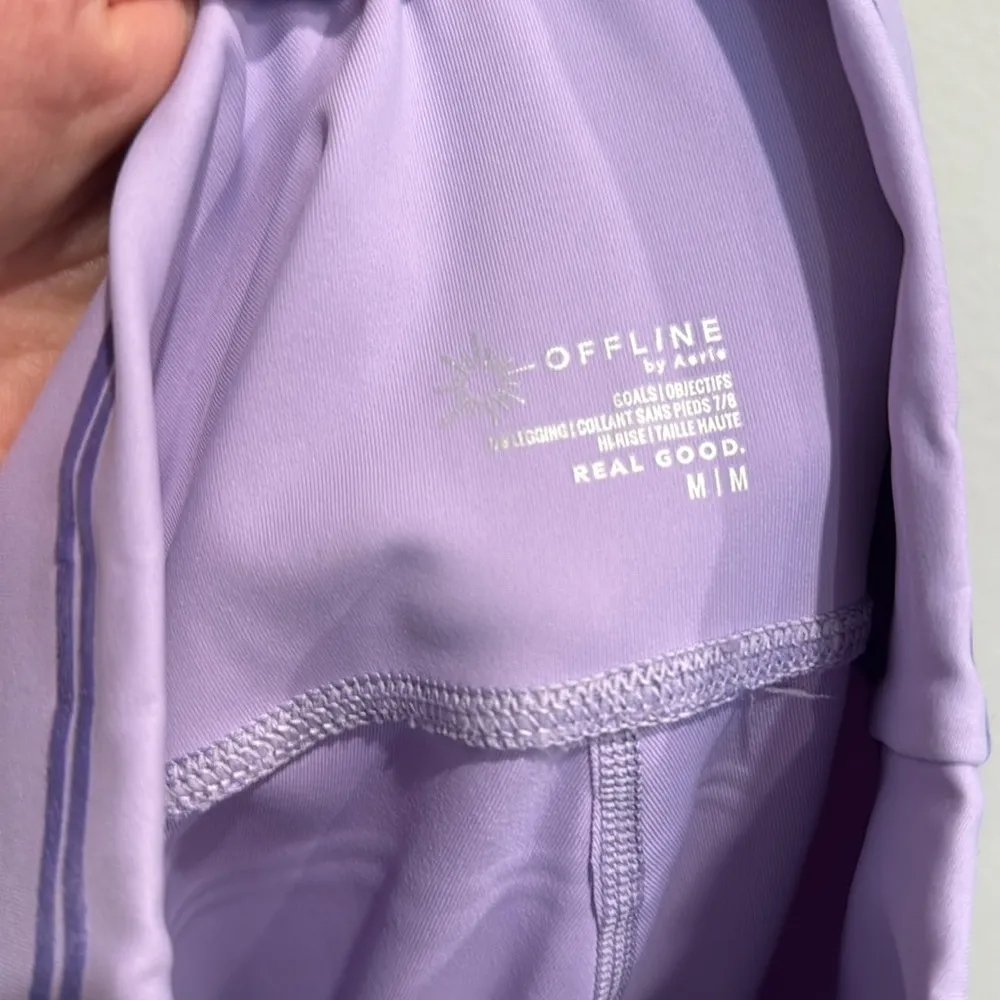 OFFLINE by Aerie Lavender Velvet Trim Leggings Size Medium M - Image 8