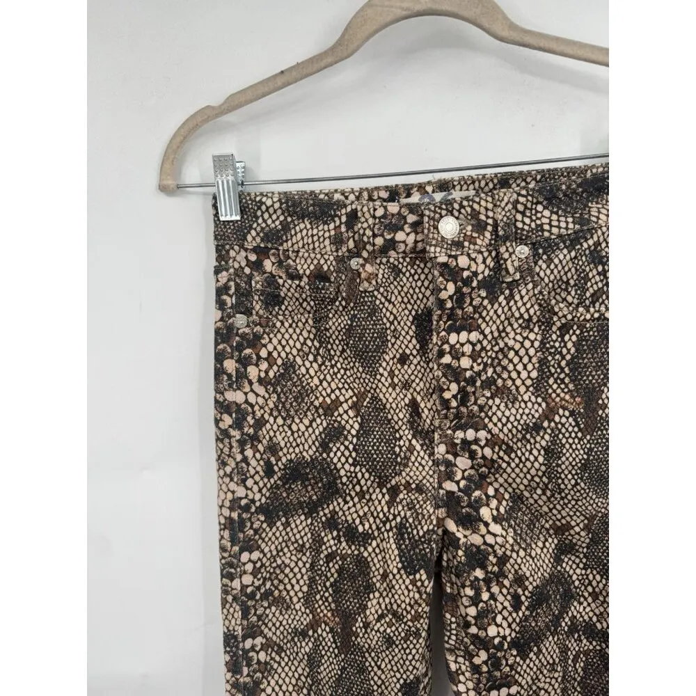 We The Free People Two Tone Shane Print‎ Skinny Jean Women 26 Brown Raw Hem - Image 8