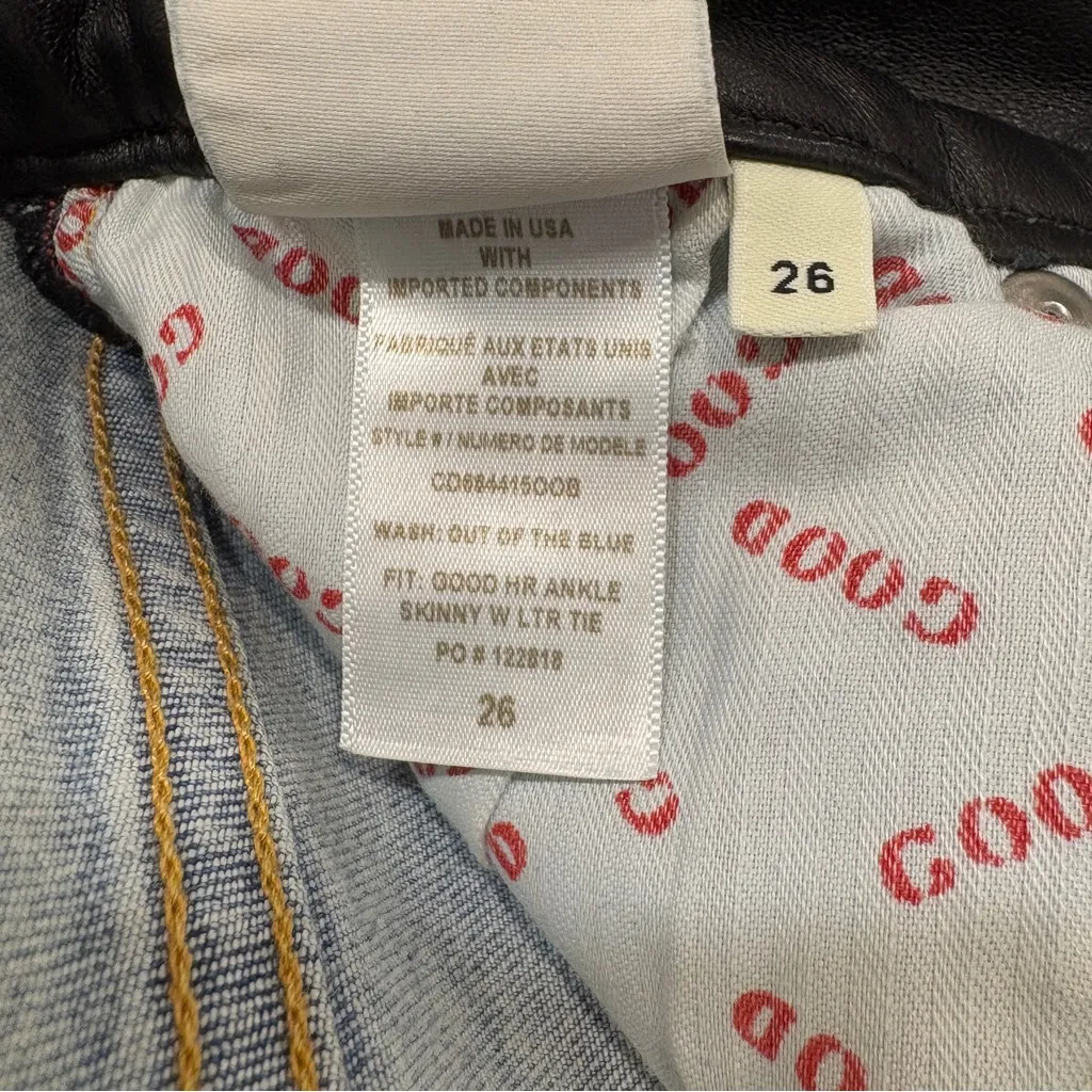 🌟ALICE + OLIVIA🌟 GOOD CROPPED LEATHER TIE WAIST HIGH RISE SLIM JEANS SZ 26 - Image 10