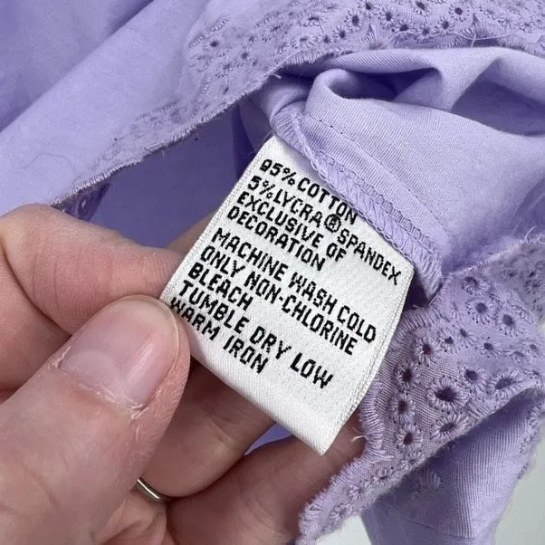 NWT‎ Talbots Eyelet Lace Blouse Top Size 2X Feminine Purple  3/4 Sleeve Petite - Image 7