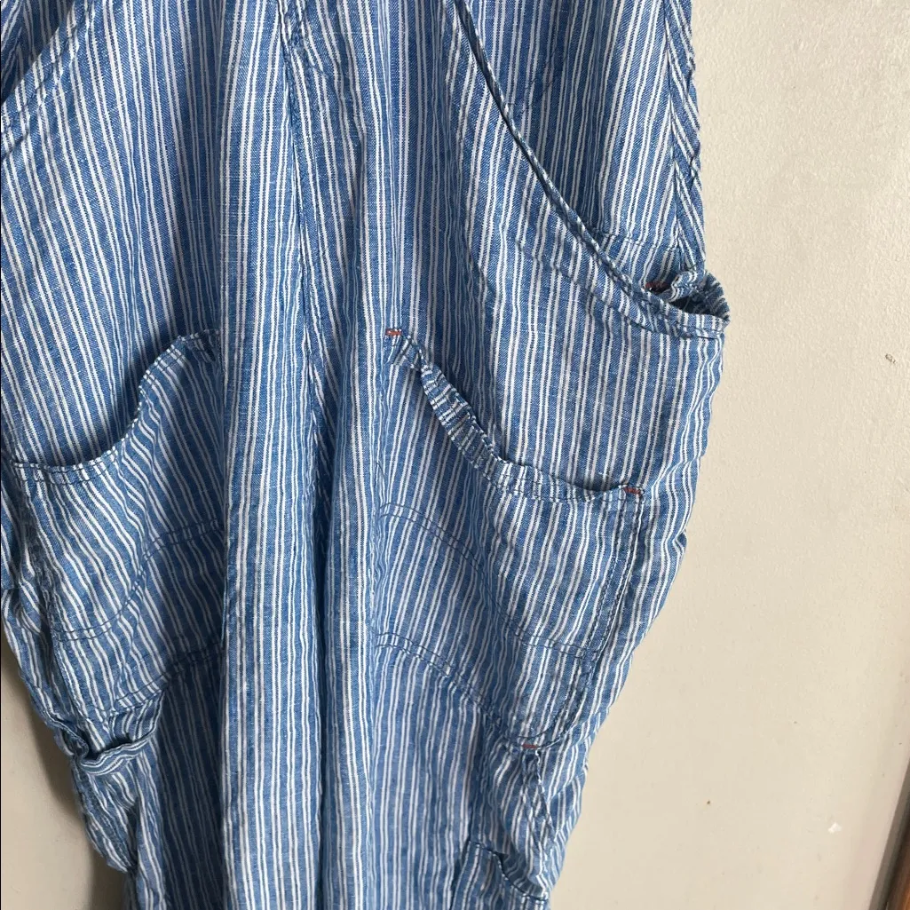 Faherty Linen Mechanic Overall In Railroad Stripe - Image 11