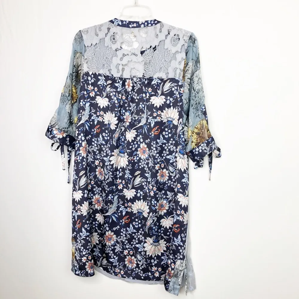 ANTHROPOLOGIE Tiny mixed fabric patterns embroidered BoHo dress - Image 9
