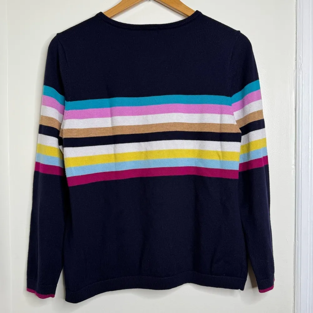 Talbots Petites Sweater Women’s Size XL Petite Navy Blue Multicolor Stripes - Image 6