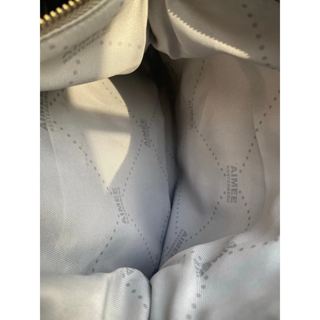 Aimee Kestenberg Distressed Metallic Leather Satchel Crossbody Gold Gray - Image 8