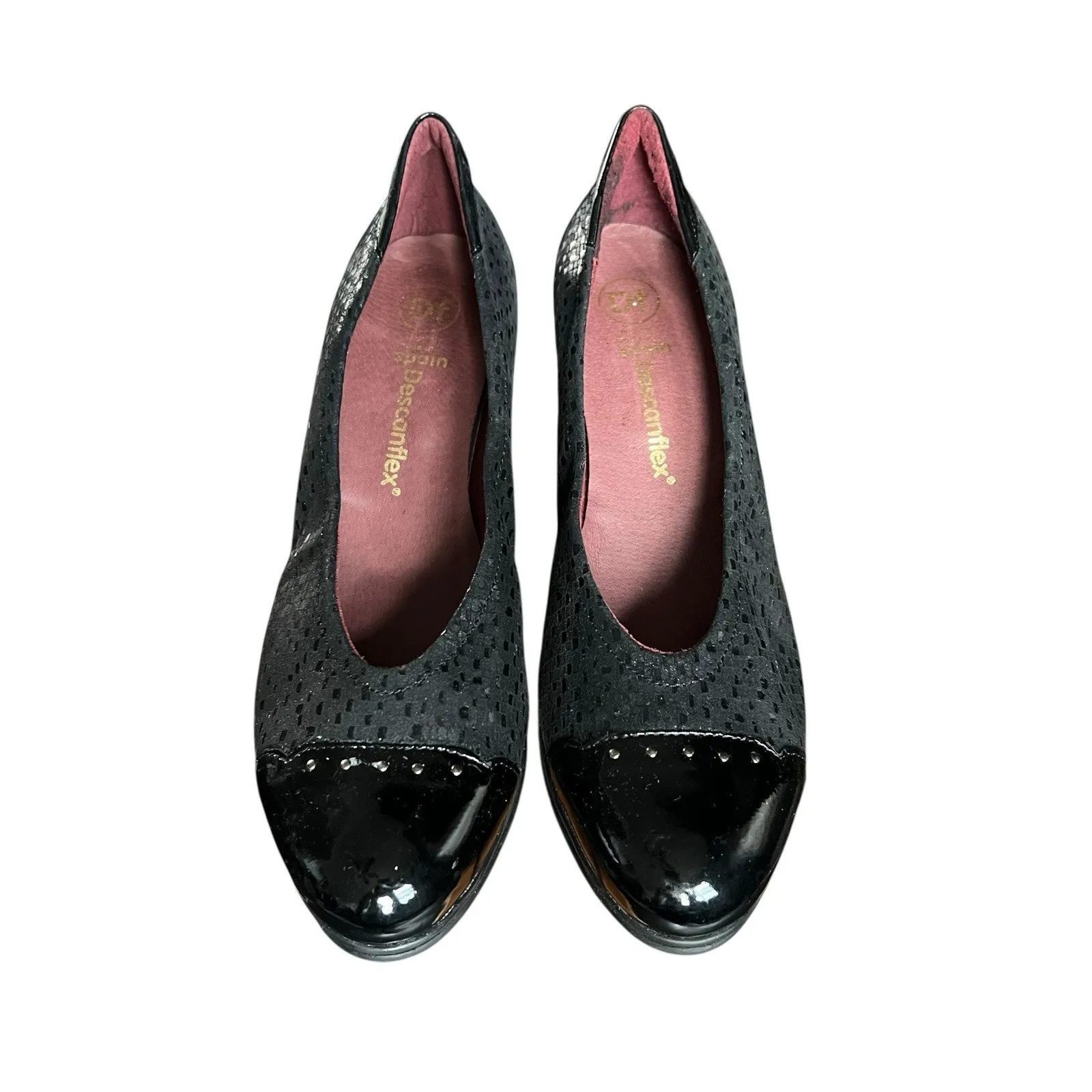 Descanflex Womens Black Pumps Patent Leather Toe and Heel Size 41 EU 9 1/2 10 US - Image 3