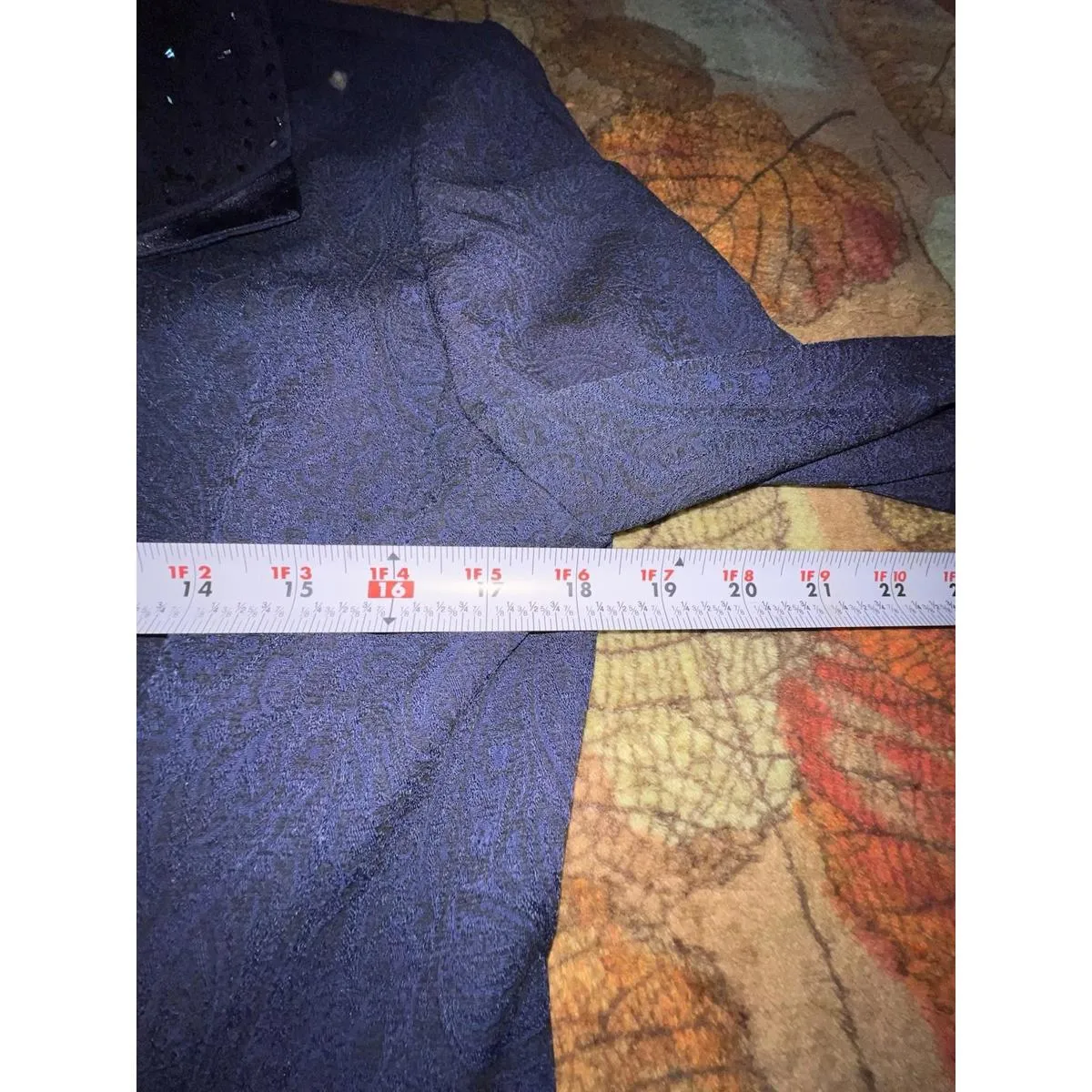 Danny & Nicole Navy Blue Paisley Beaded Collar Blazer 10 Secretary Corpcore - Image 7