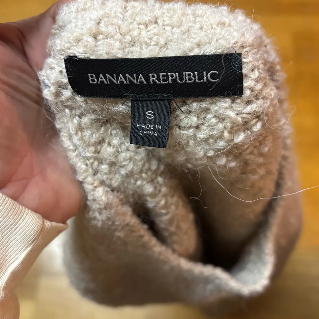 Banana Republic Wool Alpaca Preppy Fisherman Coastal Neutral Boho Sweater S - Image 5