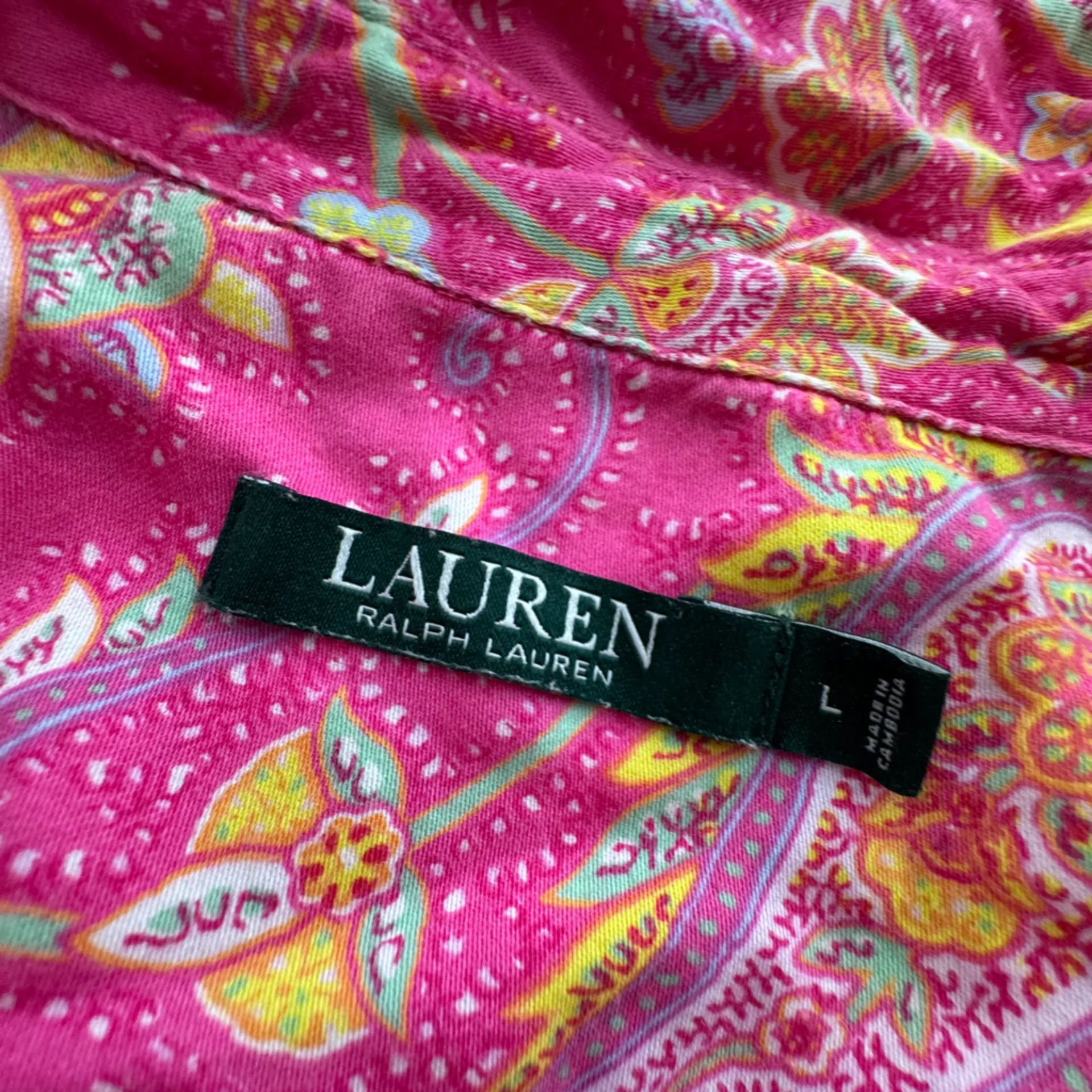 Lauren Ralph Lauren Pink Paisley Button-Up Sleep-shirt Size Large - Image 6