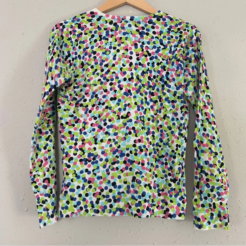 August Silk Multicolor Colorful Polka Dot Rainbow Fitted Notched Collar Cardigan - Image 4