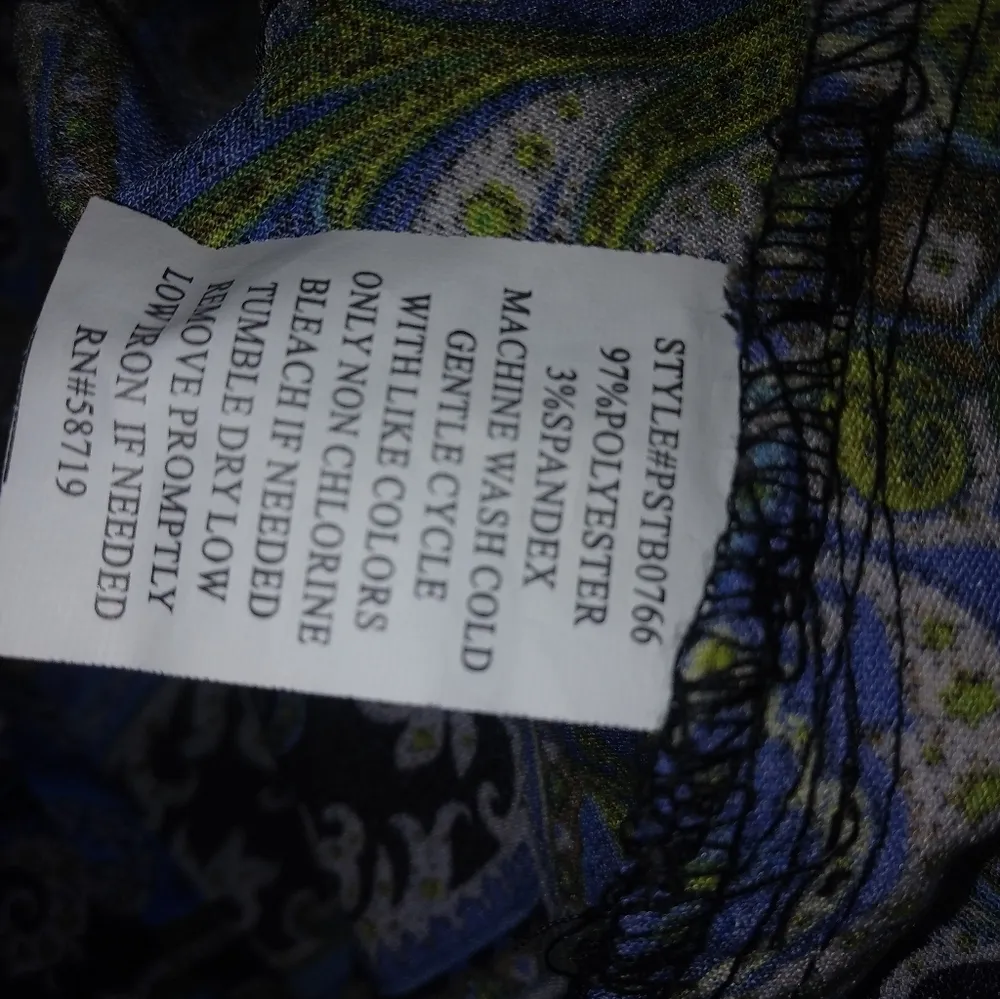 NY Collection MP Long Sleeved Button Down Top Petite in Black Blue Paisley - Image 4