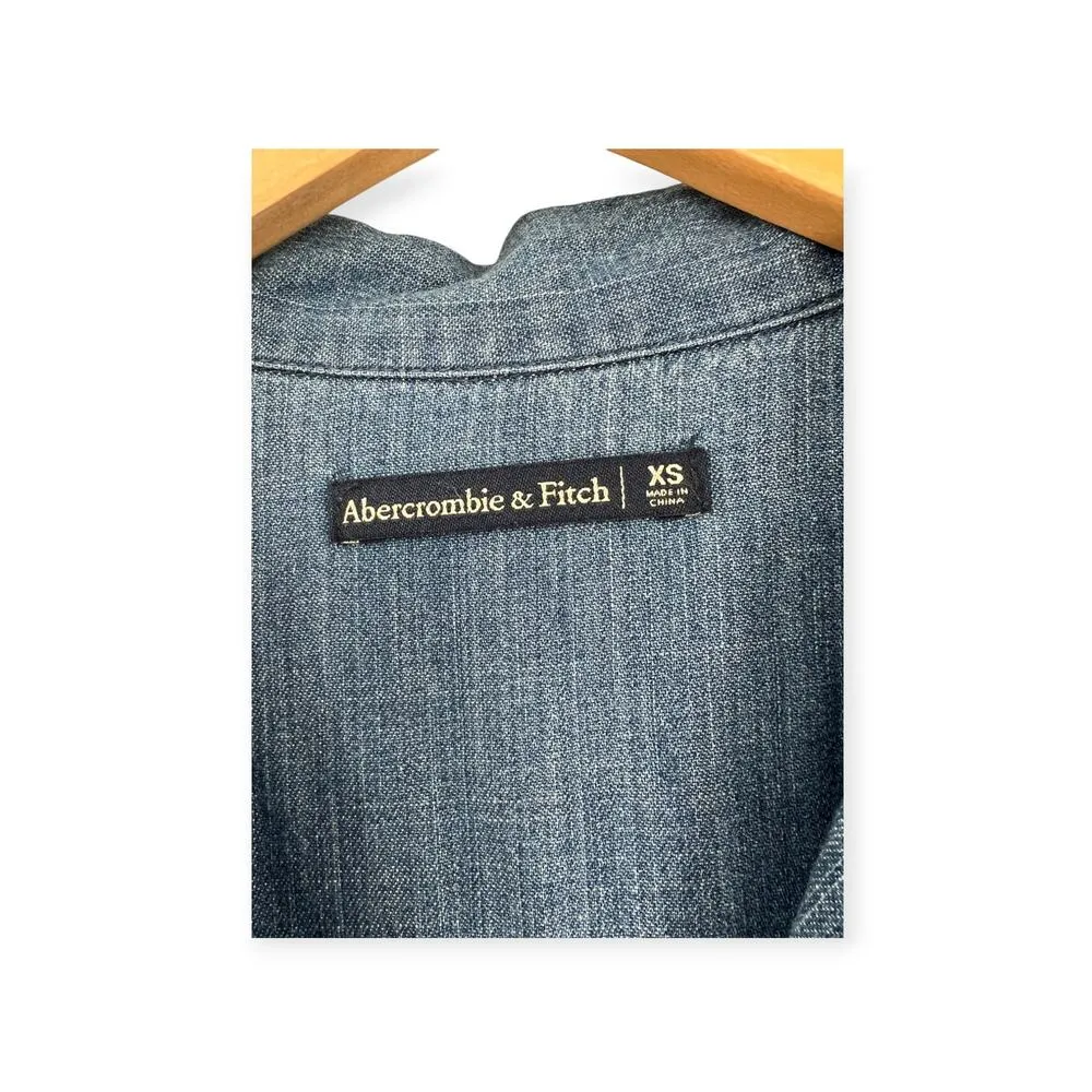 Abercrombie & Fitch | XS Denim Jean Chambray Shirt Dress Long Sleeve Tie Waist - Image 4