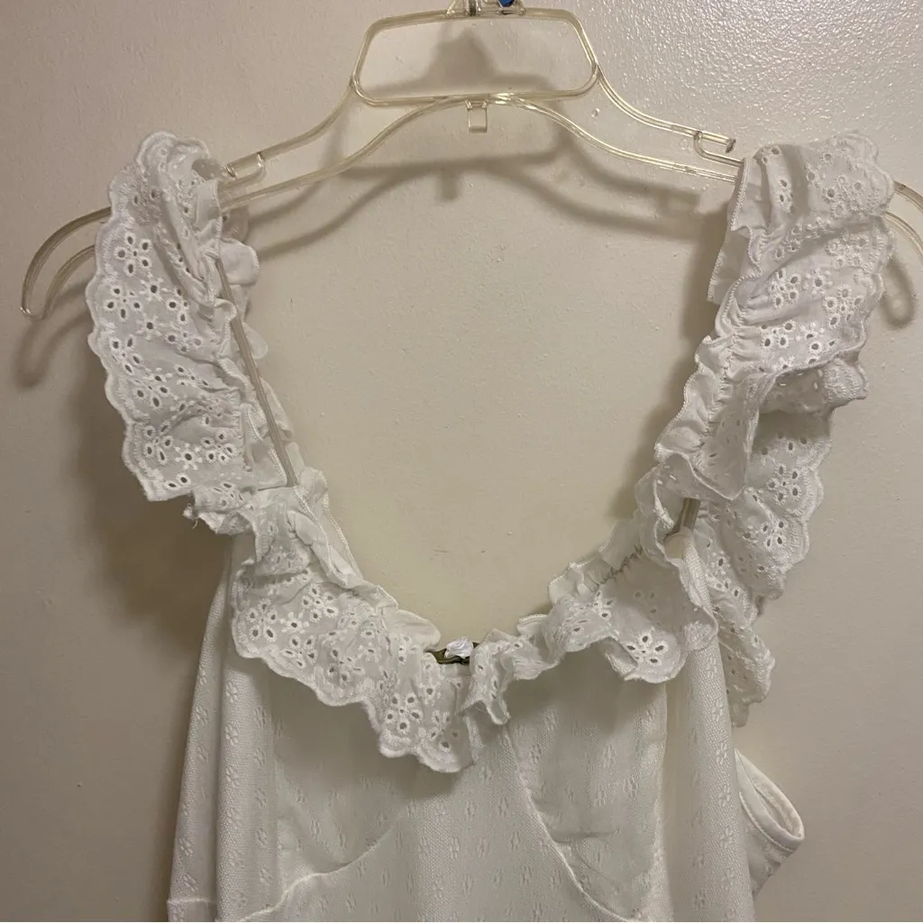 Cider Womens Mini Tank Dress Plus Size OXL 12 14 White Textured & Eyelet NWT New - Image 2