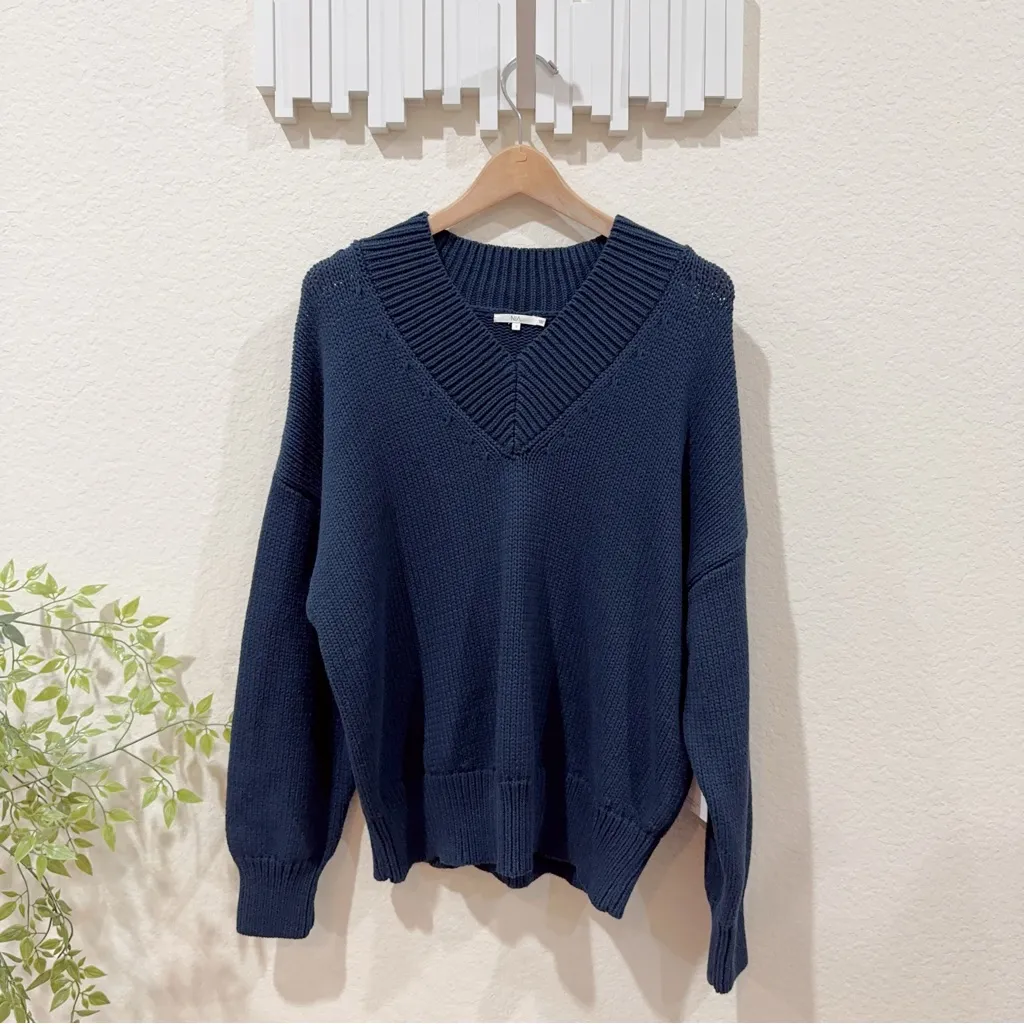 NIA Chia Pullover V Neck Oversized Sweater Size Small NWT Blue - Image 6
