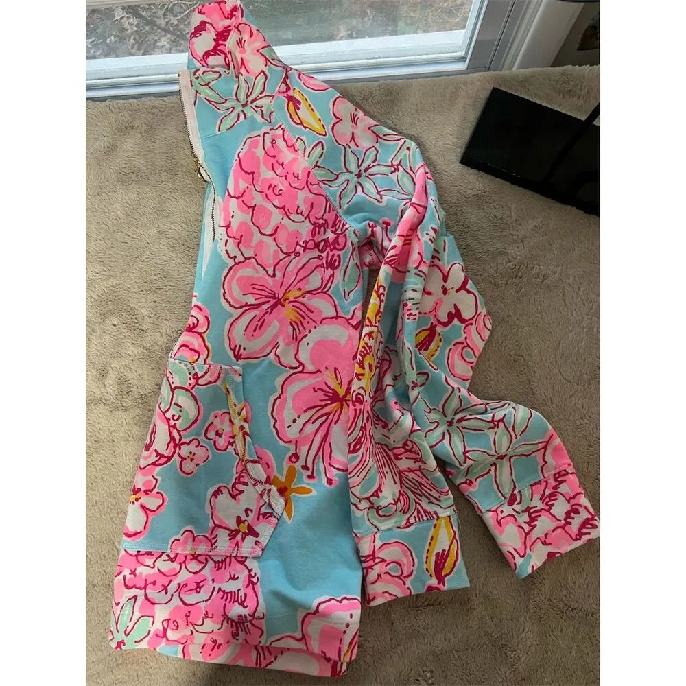 Lilly Pulitzer Women's Blue Floral Skipper Popover Sweatshirt Size S - Image 10