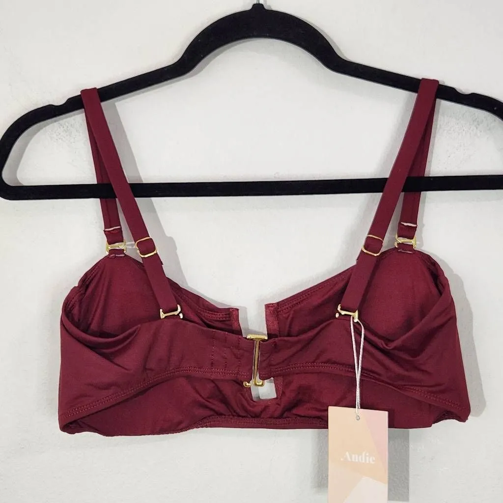 Andie Oxblood Bikini Top Wine Swim Top NWT Medium Burgundy Andie Swim Top - Image 4