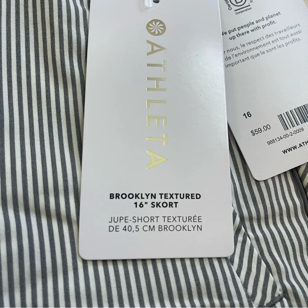 Athleta Brooklyn Textured Pull On Skort Gray Ivory Stripe Size 16 NEW - Image 8