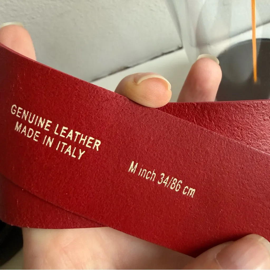 Valentina women’s Scarlet genuine Leather Belt with Metallic Buckle Red - Image 4