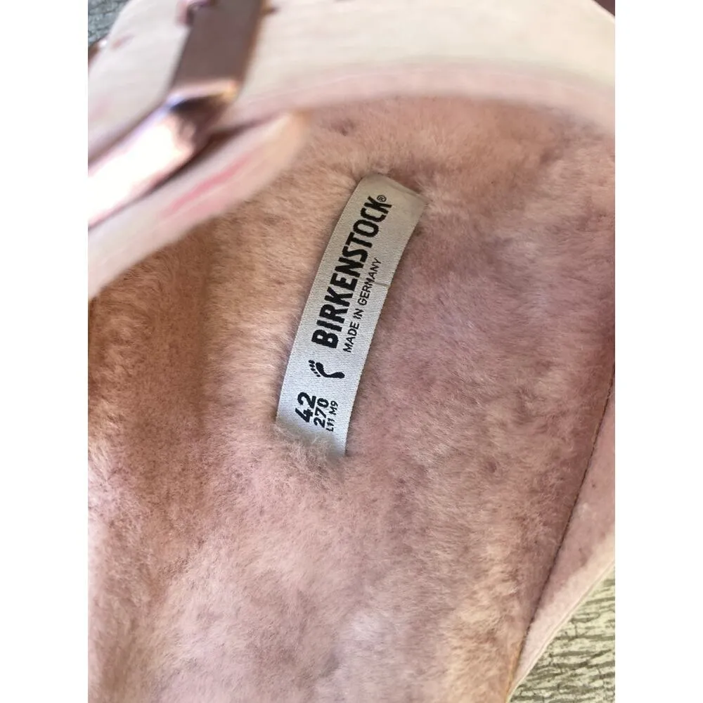 Birkenstock Arizona Shearling Sandals Desert Dust Light Rose Narrow Fit 42 - Image 7