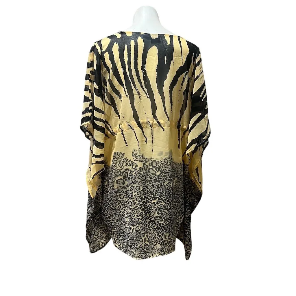 SR Fashion Women's Animal Print Tunic Multicolor One Size Casual Summer Yellow - Image 4