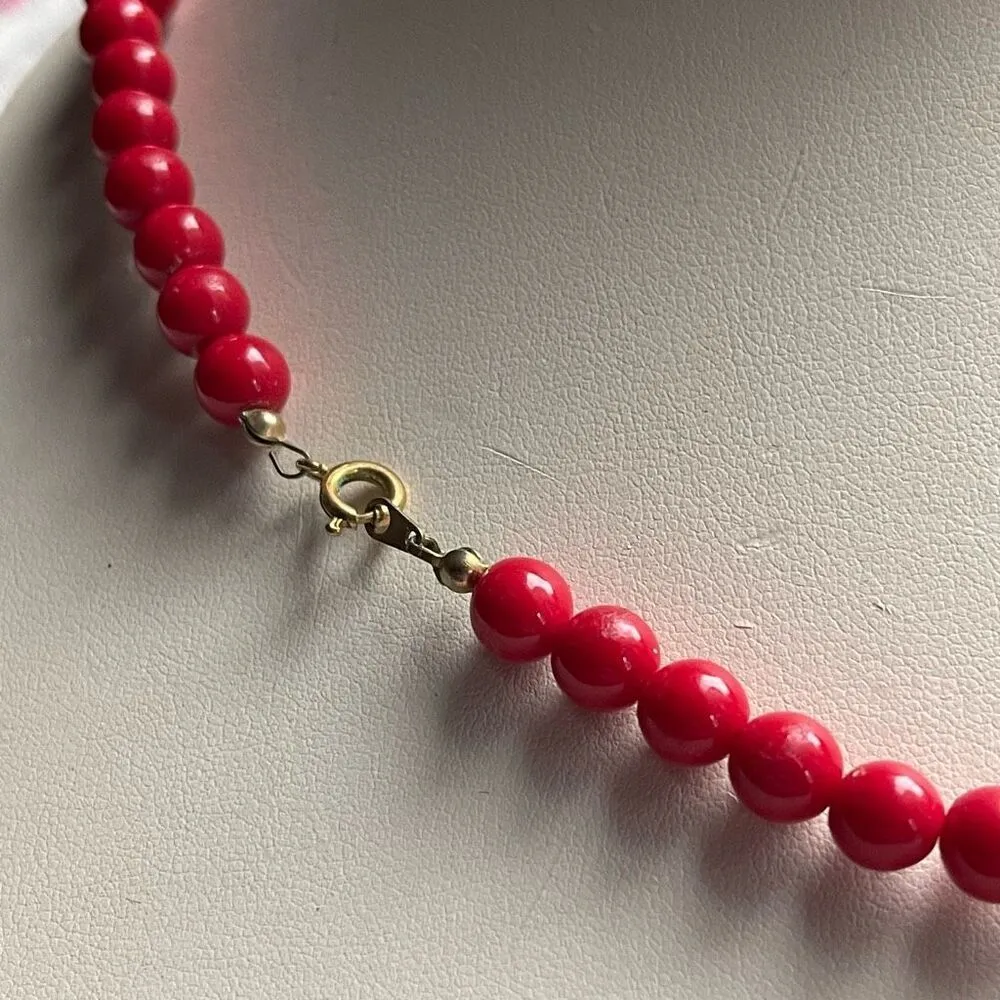 Vintage 80’s bold red beaded necklace. - Image 3