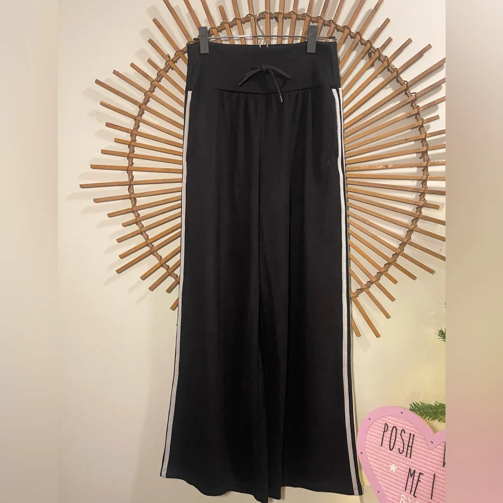 HALARA Black Ribbed Fabric High Waist Knit Track Pantts Sz M Sporty Athleisure - Image 3