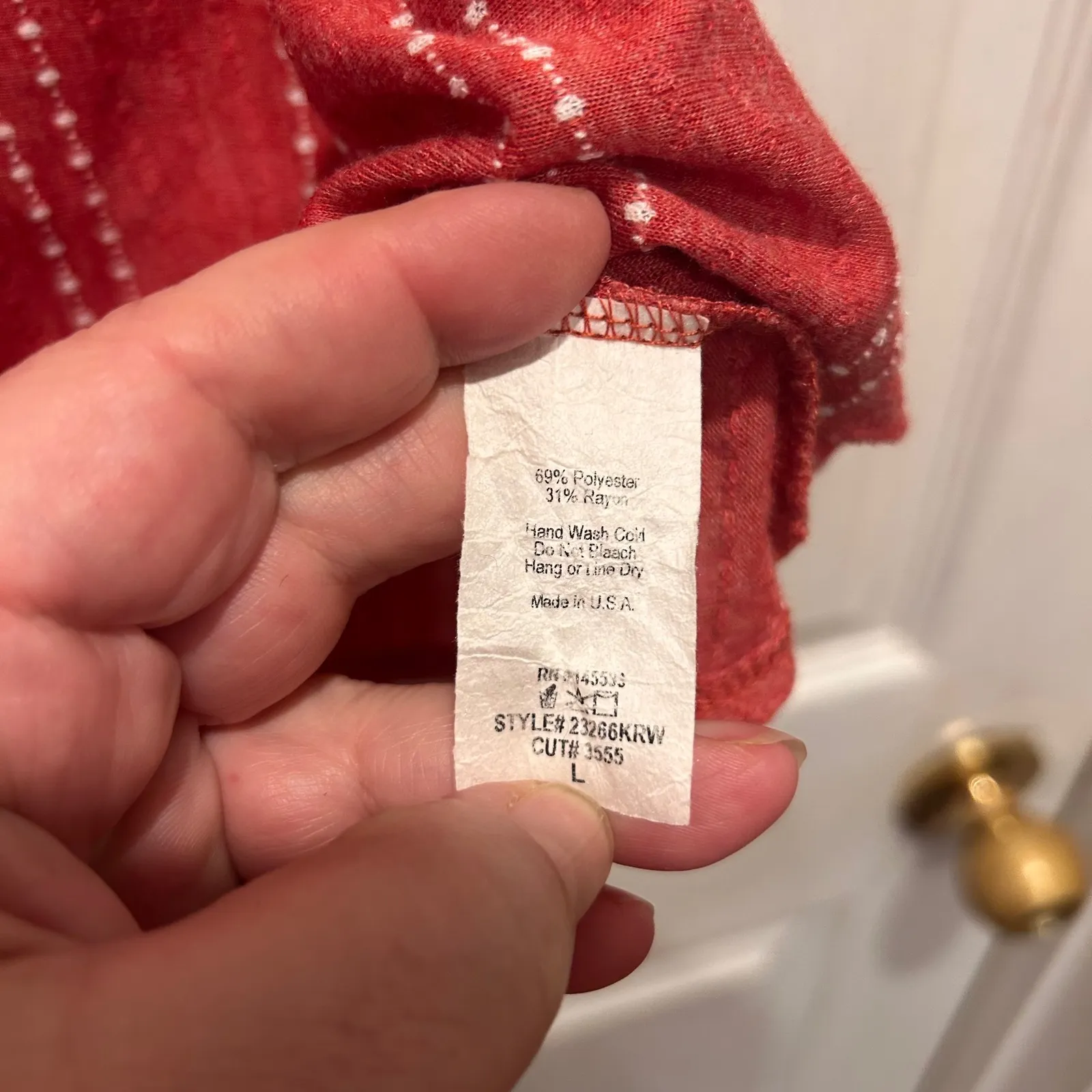 Anthro W5 Red White Striped Tie Front Cap Sleeve Top Women's Size L Made in USA - Image 6