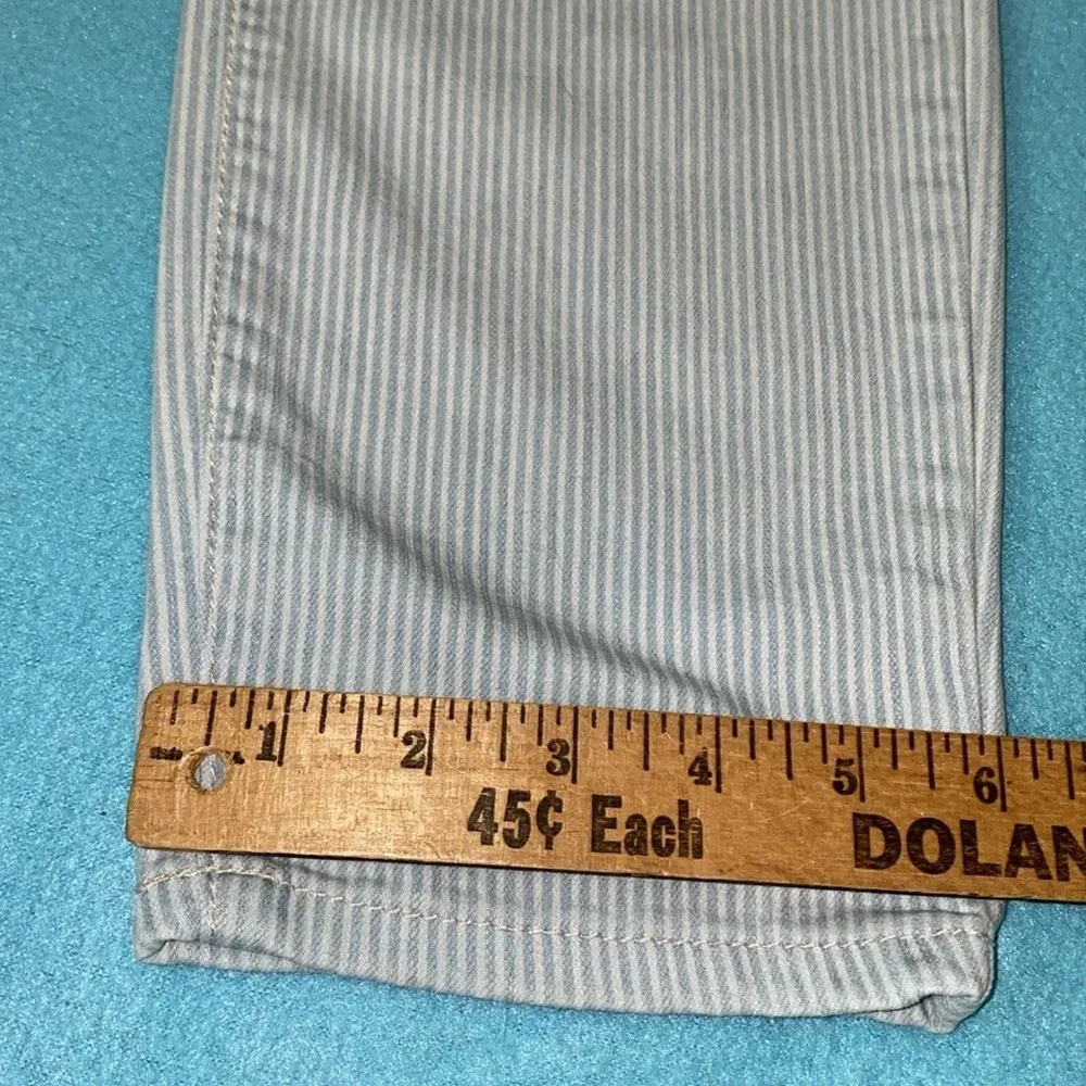 MOSSIMO pinstripe denim mid rise capri jeggings stretchy soft size 10 Blue - Image 11
