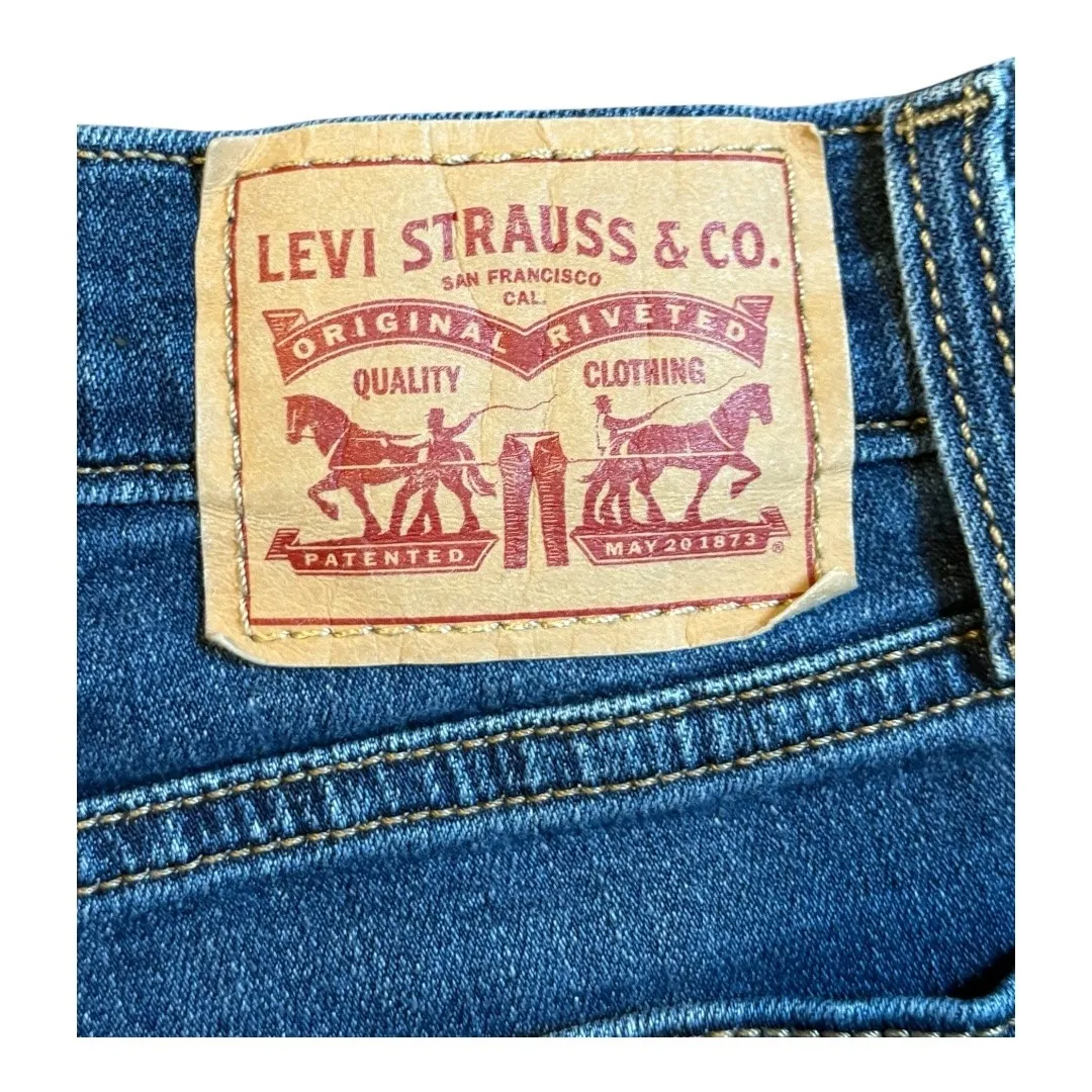 Levi's High Rise Denim Jean Shorts Frayed Hem Dark Wash Casual Women Size 29‎ - Image 7